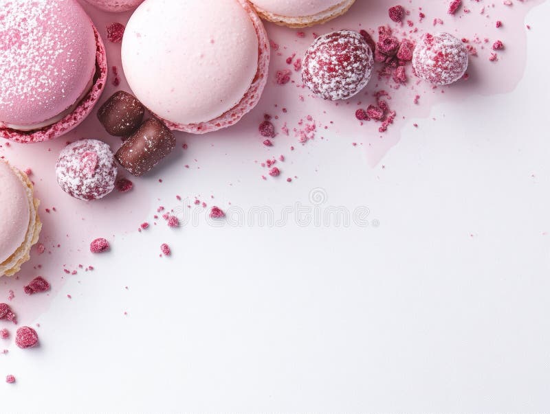Un po' di macaroni rosa e altri dolci illustrazione di stock
