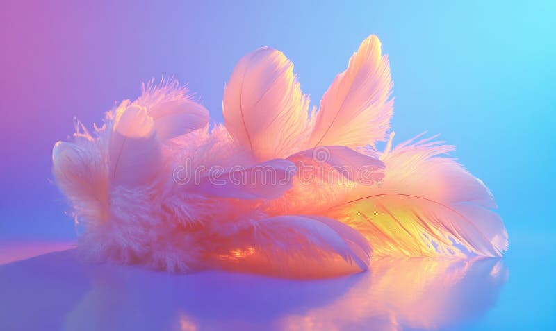 Un po' di piume bianche su uno sfondo blu illustrazione di stock