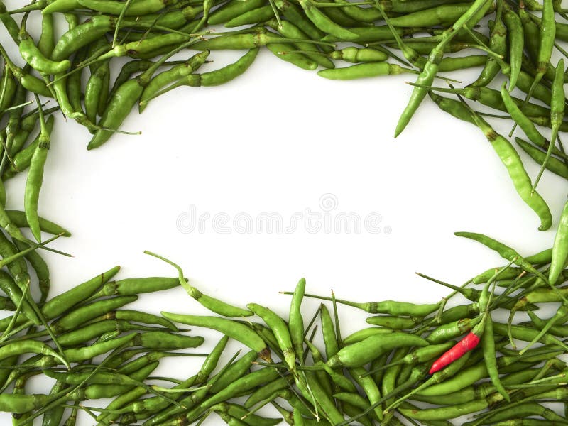 Un poivre de piment rouge avec les poivrons de piment verts photos libres de droits Un poivre de piment rouge avec les poivrons de piment verts photos libres de droits
