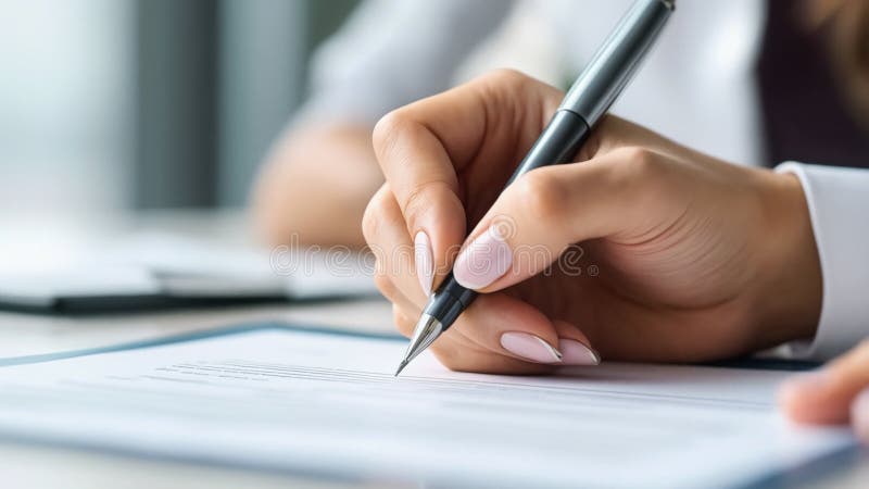 Un professionista del settore realizza documenti essenziali in un'area di lavoro di ufficio contemporanea. royalty illustrazione gratis