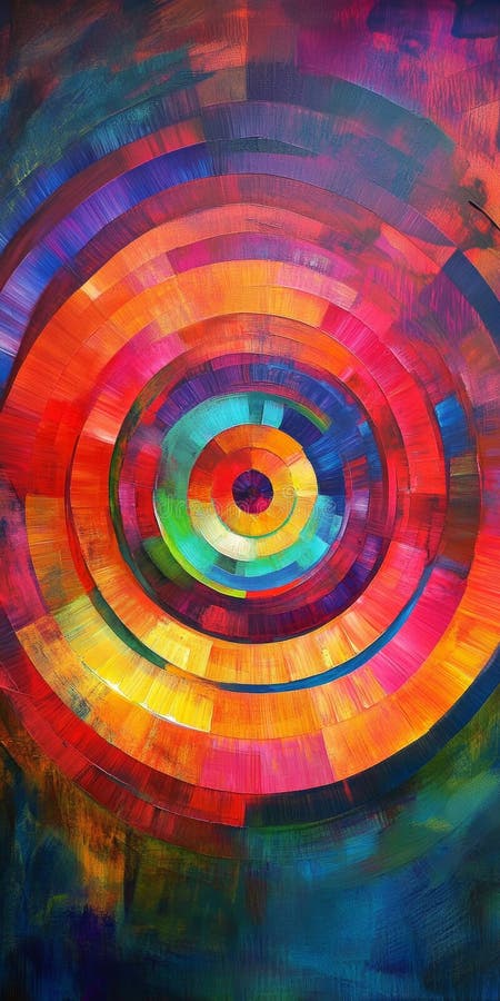Un quadro colorato di cerchio con un arcobaleno all'interno illustrazione di stock
