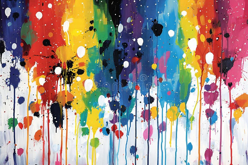 Un quadro dinamico e colorato astratto con schegge di colori luminosi, compresi i rossi gialli blu i verdi e i viola illustrazione vettoriale