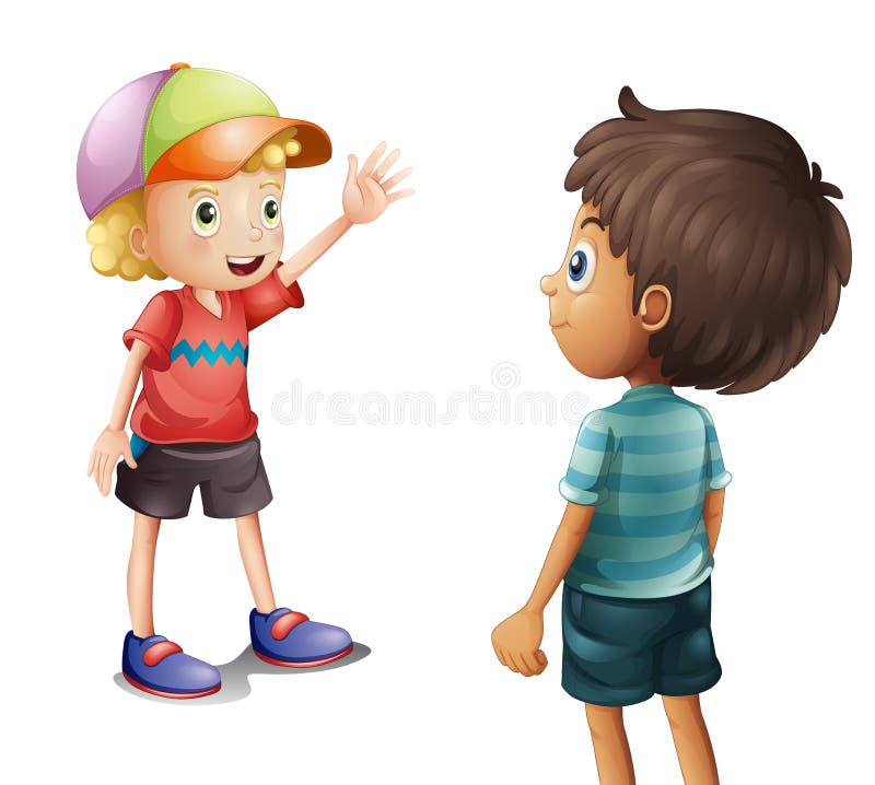 Un ragazzo che ondeggia al suo amico illustrazione vettoriale Un ragazzo che ondeggia al suo amico illustrazione vettoriale