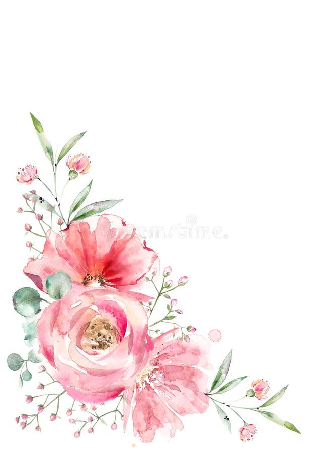 Un Ramo De Hermosas Flores Rosas Para El DiseÃ±o De Invitaciones De Boda,  Tarjetas Para El DÃa De La Madre, Afiches Stock de ilustración -  Ilustración de rosa, romance: 160026930