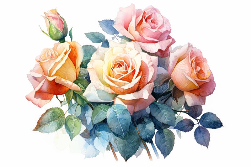 Un ramo de rosas sobre un fondo blanco imágenes de archivo libres de regalías