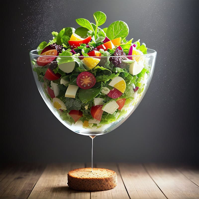 Ensalada De Las Verduras Frescas En El Bol De Vidrio Aislado En El