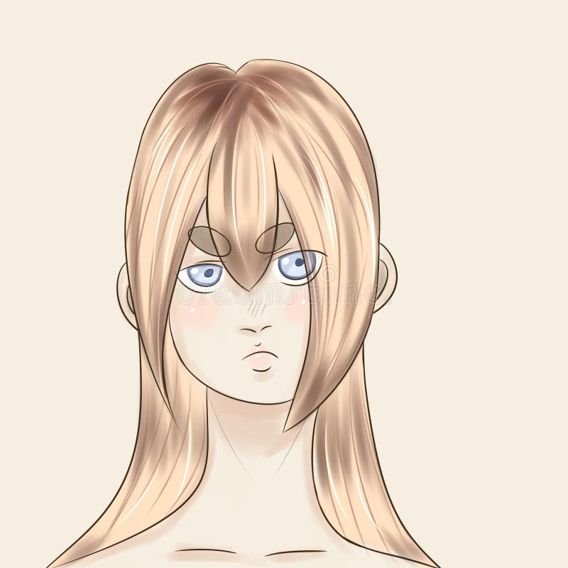 Muñeca De Anime Rubia Con Ojos Verdes Y Cinta Rosa. Manga Kawaii Lolita Chica Con Pestañas Grandes Y Linda Ilustración Ilustración del Vector - Ilustración de manera, decoración: 160405347
