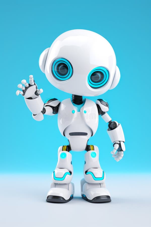 Bellissimo robot AI che tiene in mano un robot AI per bambini