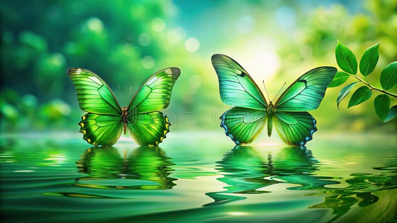 Un Sereno Santuario delle Farfalle, Tranquillo Stagno in Dettaglio Vibrante, Catturando la Bellezza della Natura illustrazione vettoriale