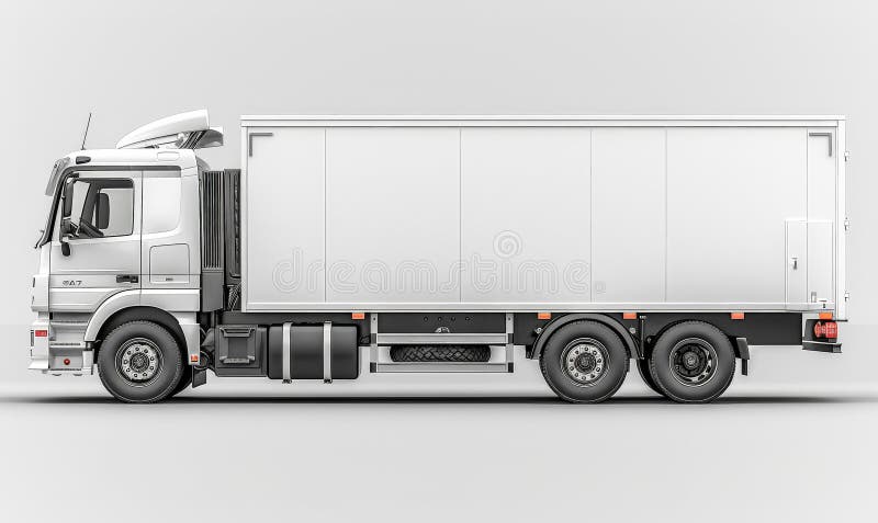 Un semirimorchio bianco con rimorchio. immagine stock libera da diritti