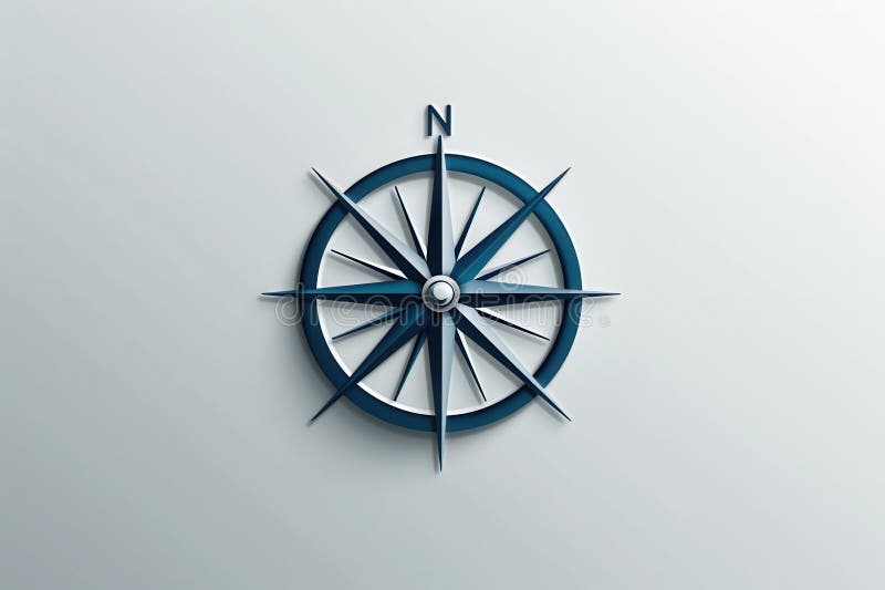 Un semplice design simbolico di bussola con linee blu chiare perfetto per applicazioni di navigazione e servizi di viaggio. aizion fotografie stock libere da diritti