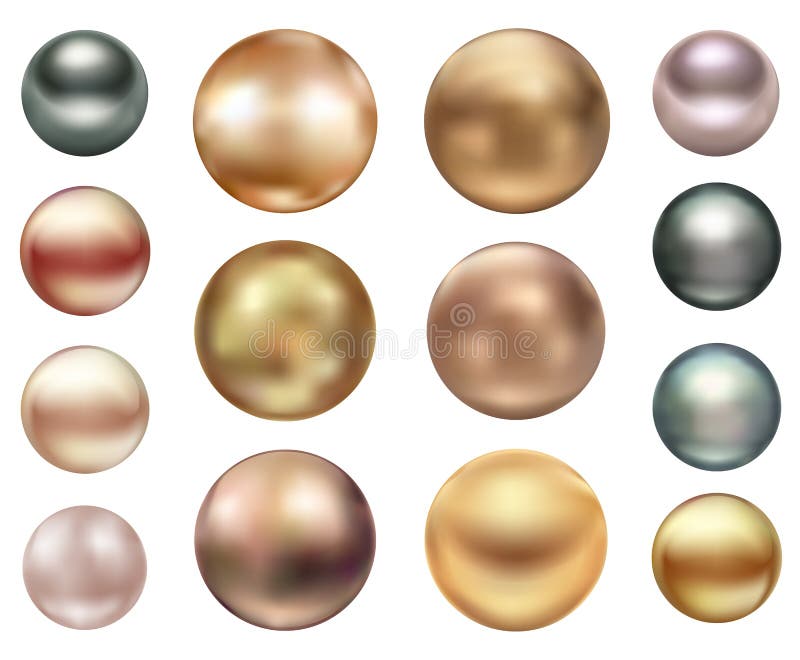 Un set de perle mari de mare de diferite culori vector illustration