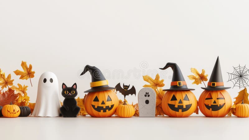 Un set di elementi 3D di Halloween con sfondo trasparente immagine stock