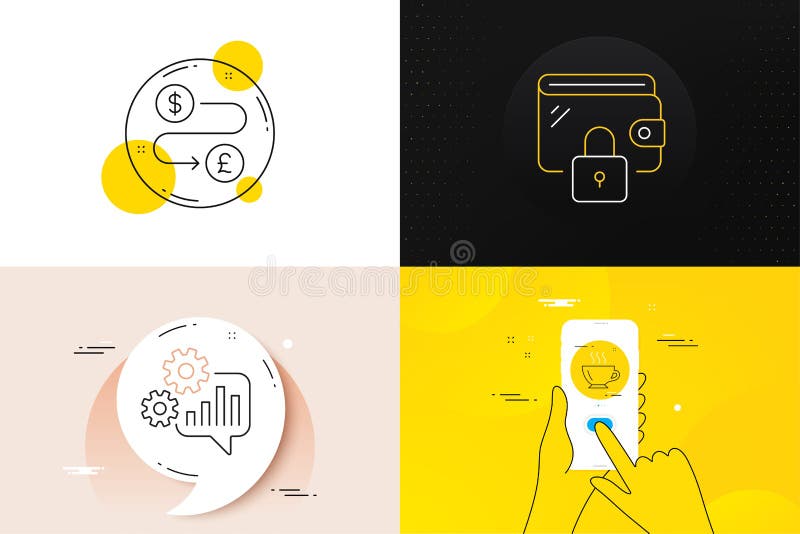 Un set minim de pictograme pentru cafea și pentru linia de transfer a banilor. pentru dezvoltarea internetului. vector stock illustration