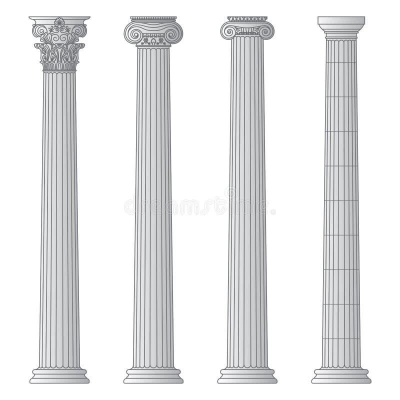 Estia Creations Juego de columnas pequeñas con el Texto en inglés Ancient Griego Doric Corinthian Ionic Order 