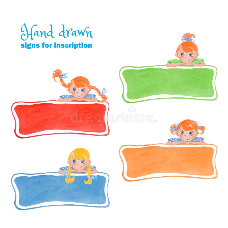 Un sistema de las muestras de los niños para las inscripciones stock de ilustración Un sistema de las muestras de los niños para las inscripciones stock de ilustración