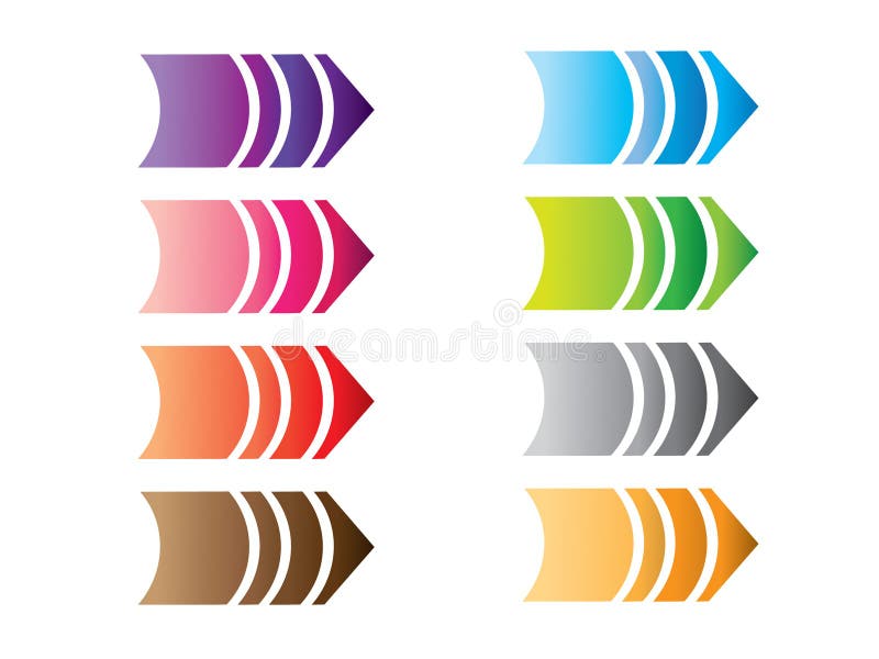 Un sistema de los indicadores de flecha coloridos del diseño simple para la dirección stock de ilustración Un sistema de los indicadores de flecha coloridos del diseño simple para la dirección stock de ilustración