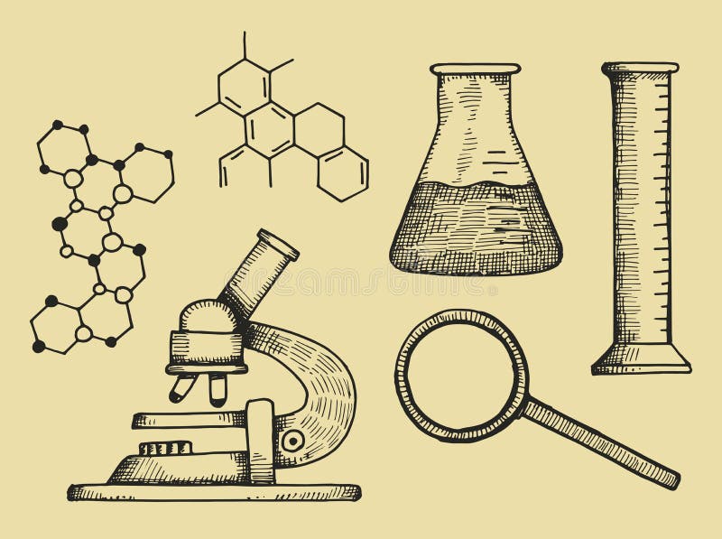 Un Sistema De Química De Los Accesorios De La Ciencia Dibujo De La Mano Del  Vector Stock de ilustración - Ilustración de accesorios, ciencia: 94021460