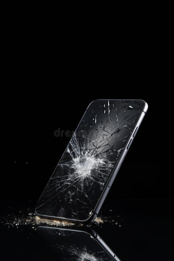 Un smartphone brisé éclatement écrasé explosion endommagé modèle générique éclats d'écran cassé illustration de vecteur
