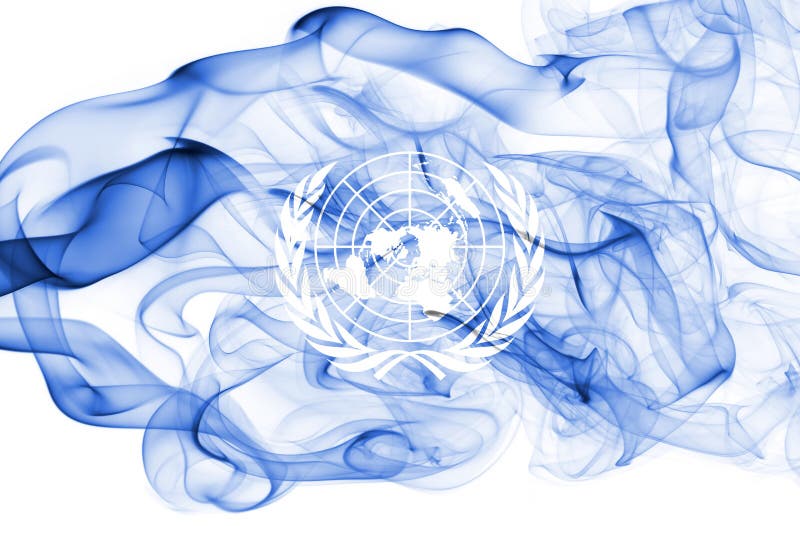 UN Smoke Flag, United Nations Flag Isolated on a White Background