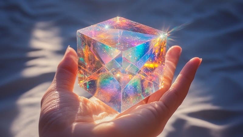 Un Tesseract hecho de un material transparente de cristal alienígena ilustración del vector