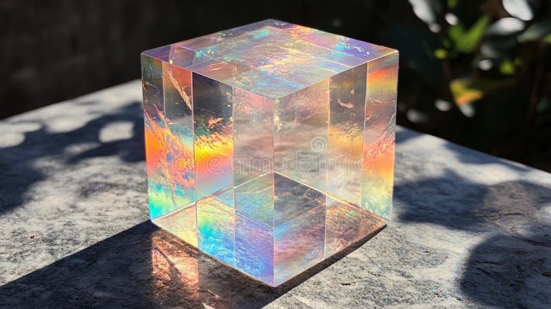 Un Tesseract hecho de un material transparente de cristal alienígena ilustración del vector