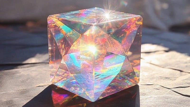 Un Tesseract hecho de un material transparente de cristal alienígena stock de ilustración