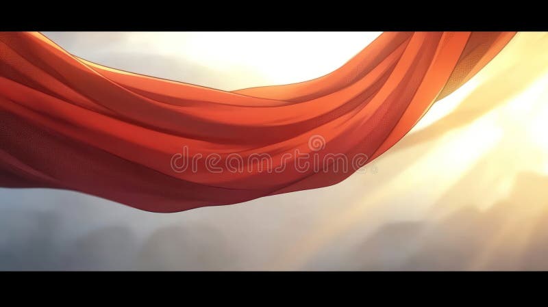 Un tessuto rosso che scorre si tira elegantemente su uno sfondo eritico luminoso royalty illustrazione gratis