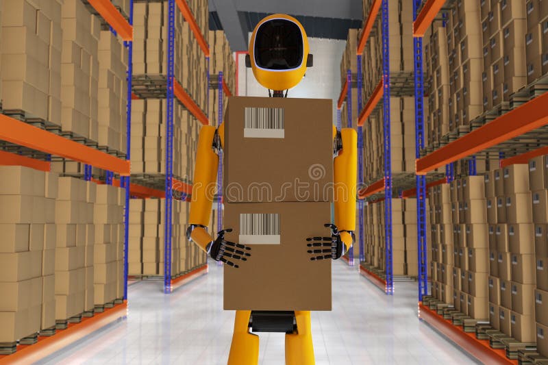 Un trabajador del almacén del robot ilustración del vector Un trabajador del almacén del robot ilustración del vector