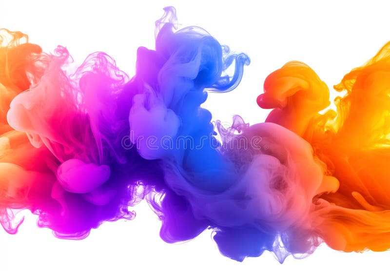 Un traseu colorat de fum cu un amestec de nuanțe de violet și portocaliu stock illustration