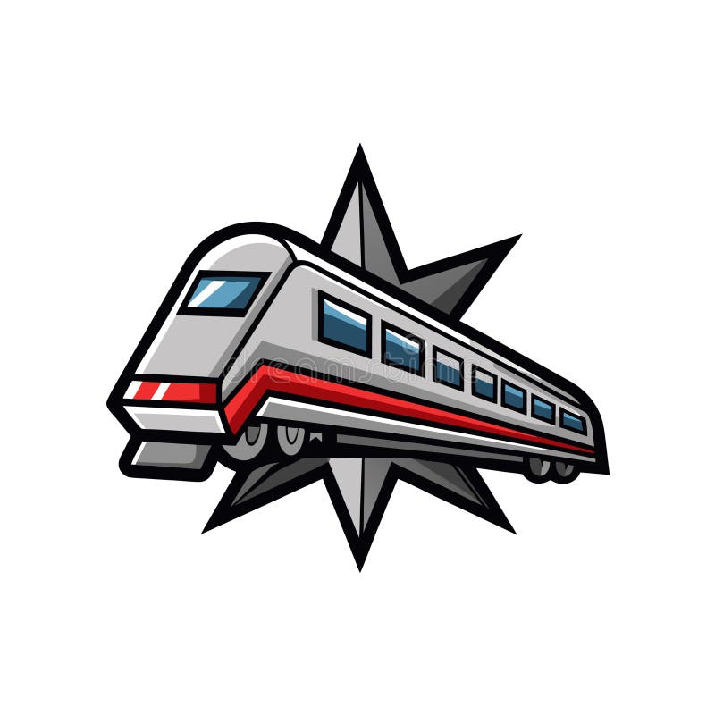 Un Tren Modern Cu Gloanțe Peste Un Desen Animat În Stil Starburst Grafic vector illustration