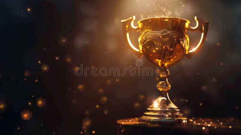 Un trofeo d'oro che brilla intensamente. Generato dall'AI immagini stock libere da diritti