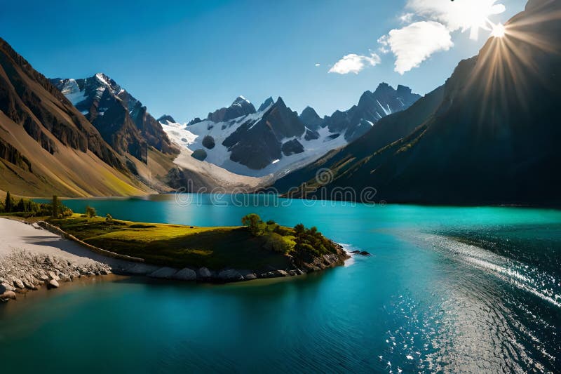 Un trésor de montagne caché ses eaux d'un bleu émeraude invitant à la découverte et à la découverte au coeur d'une nature sauvage illustration stock