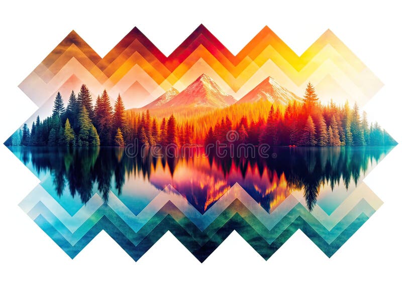 Un uimitor Minimalist Dublă Expunere Gradient Zigzag Design de fundal pentru proiecte creative stock illustration