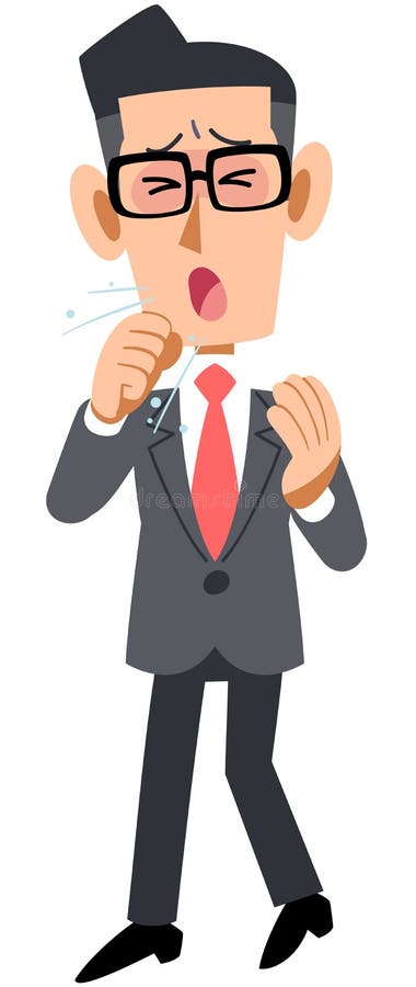 Un uomo d'affari che indossa i vetri ha il raffreddore e tosse illustrazione di stock Un uomo d'affari che indossa i vetri ha il raffreddore e tosse illustrazione di stock