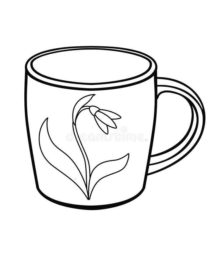 Dibujo de Una taza con flor para colorear