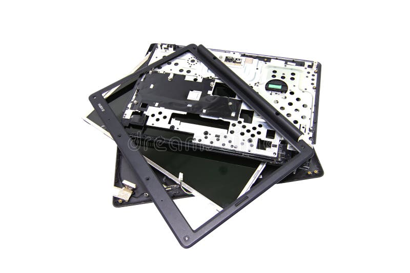 Un Vecchio Arresto Rotto Del Computer Portatile E Del Taccuino Del