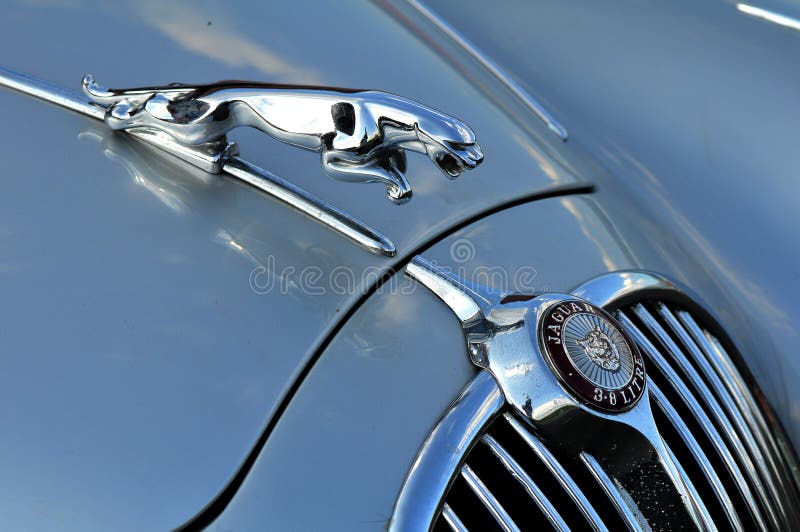 Un vecchio simbolo dell'automobile del giaguaro fotografia stock libera da diritti Un vecchio simbolo dell'automobile del giaguaro fotografia stock libera da diritti
