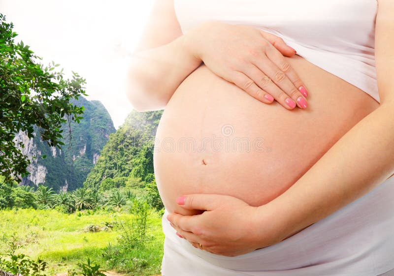 Un ventre enceinte mignon photographie stock libre de droits Un ventre enceinte mignon photographie stock libre de droits