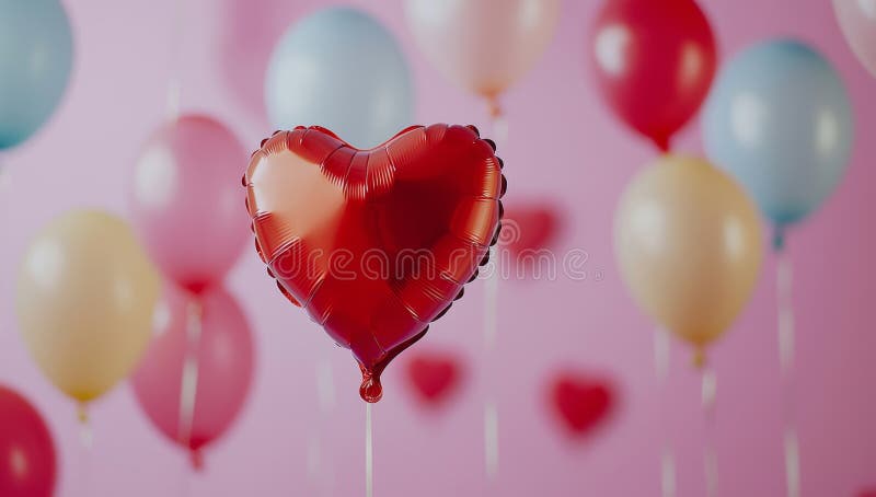Un vero sfondo di concetto d'amore con un pallone a cuore rosso creato come rendering 3D con evidenziazioni bianche isolate illustrazione vettoriale