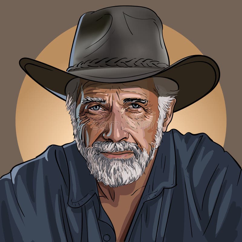 Un vieux cowboy sage dans un chapeau illustration libre de droits Un vieux cowboy sage dans un chapeau illustration libre de droits