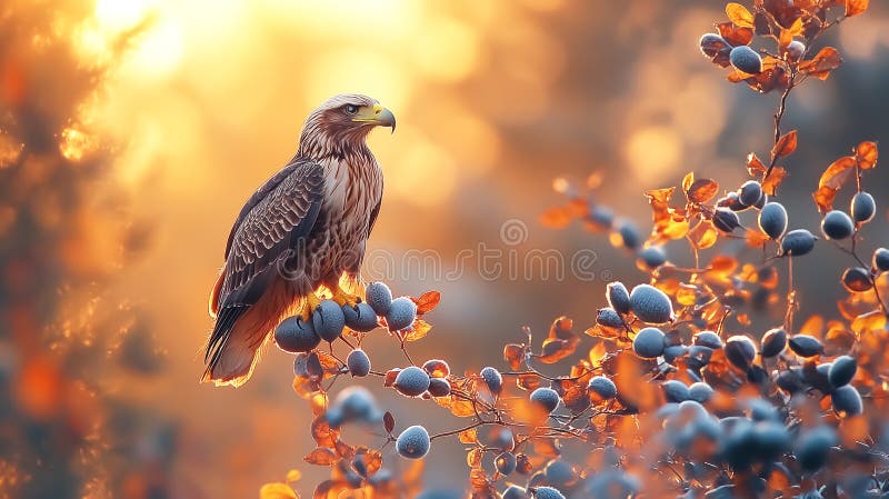 Un águila diminuta encaramado sobre las plantas ilustración del vector