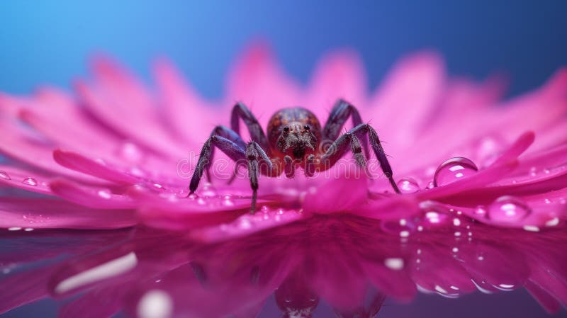 Una Araña Colgando Del Final De Una Flor Morada Foto de archivo - Imagen de brillante, insecto: 277032352