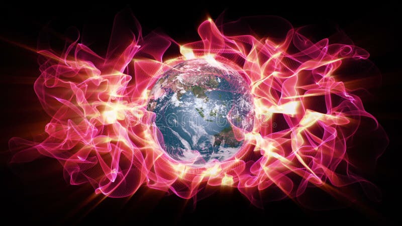 Una aureola del calentamiento del planeta del sobre ligero de las formas de onda la tierra del planeta ilustración del vector