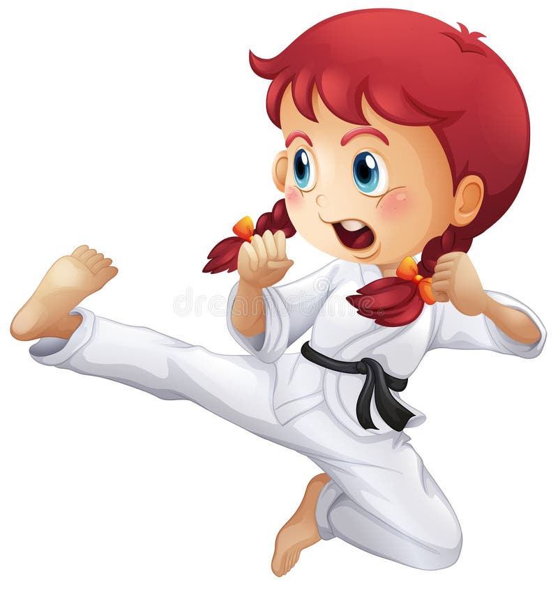 Una bambina energetica che fa karatè royalty illustrazione gratis Una bambina energetica che fa karatè royalty illustrazione gratis