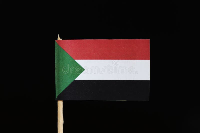 cheque Gobernar proyector Una Bandera Oficial De Sudán En Palillo En Fondo Negro La Bandera Consiste  En Un Tricolor Rojo, Blanco, Negro Horizontal Con Un V Imagen de archivo -  Imagen de sudanés, balonmano: 130311463