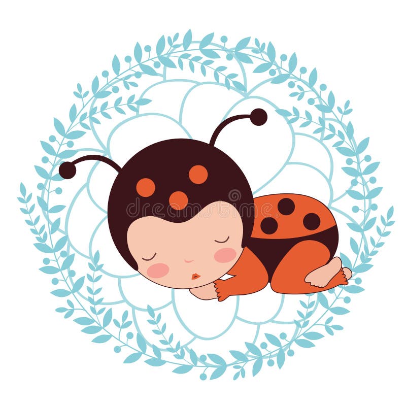 Una bella carta del bambino della coccinella royalty illustrazione gratis Una bella carta del bambino della coccinella royalty illustrazione gratis