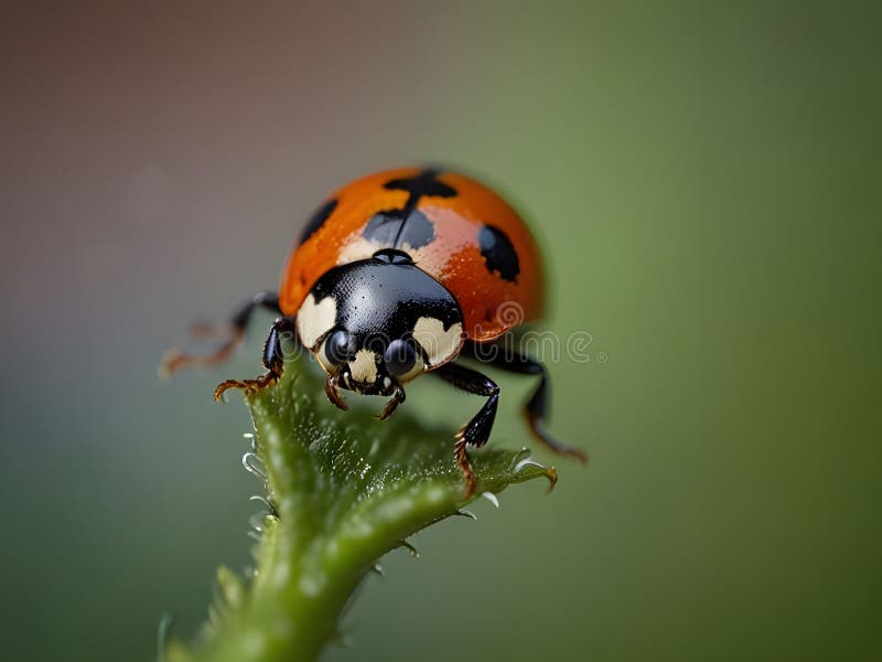 Una bella macro di coccinetti come un'immagine naturale generata dall'aria. Bella coccinella elegante e colorata come un'immagine macro naturale. questa immagine è generata ai