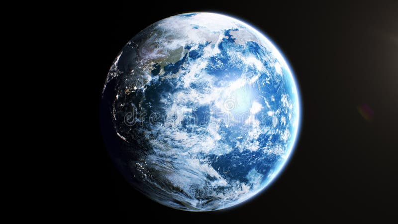 Una bellissima terra che ruota nello spazio senza saldatura Il giorno del pianeta, il mondo in sole, un'animazione 3d Vista reali