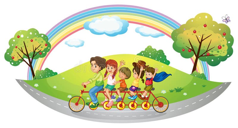 Una bici con molti pedali e ruote illustrazione vettoriale Una bici con molti pedali e ruote illustrazione vettoriale